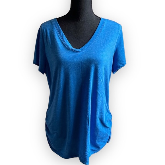 Athletic Works Tops - Athletic works blue Vneck ruched T-shirt